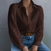 Casual Resort Fashion Hollow-out Long-sleeve Cardigan Blouse hercurva