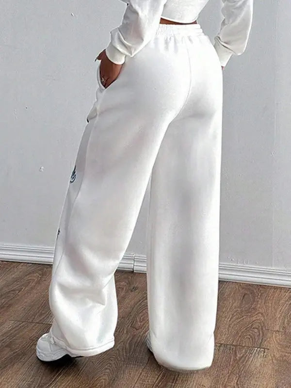 Women's Printed Drawstring Straight Sports Casual Pants hercurva