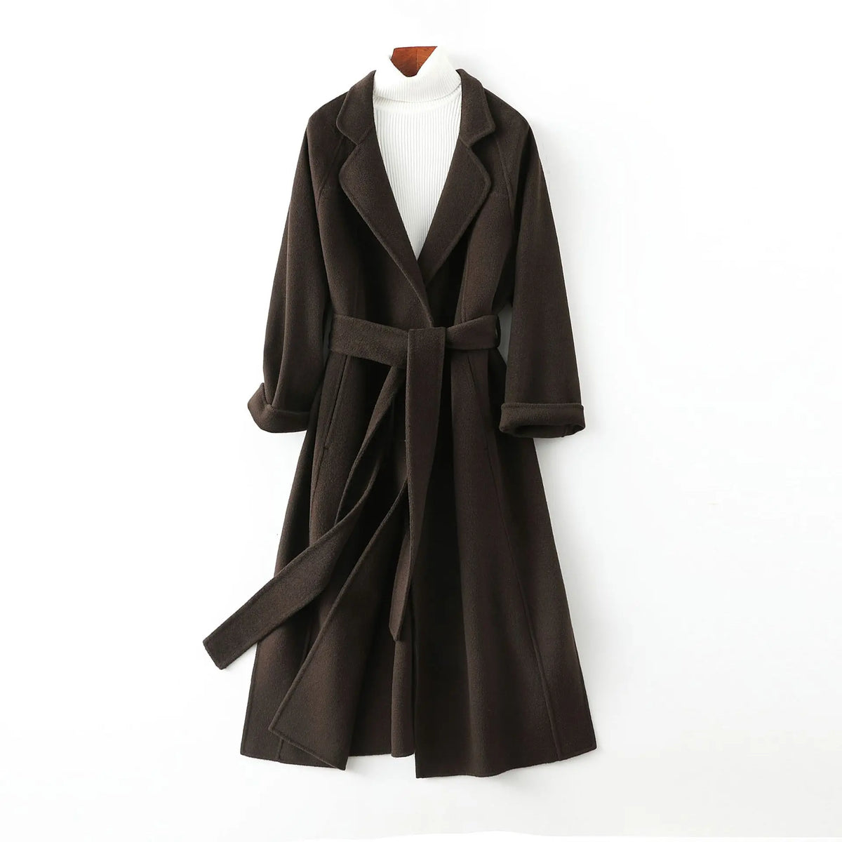 Reversible Cashmere Coat Women's Mid-length Loose Over Knee Coat hercurva