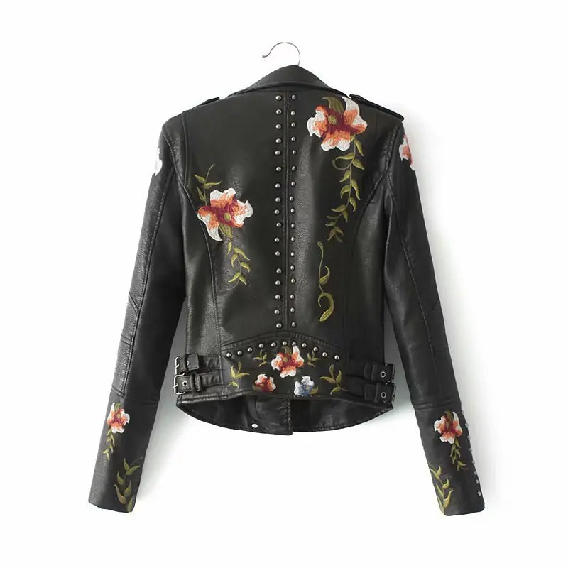 Embroidered studded leather jacket hercurva