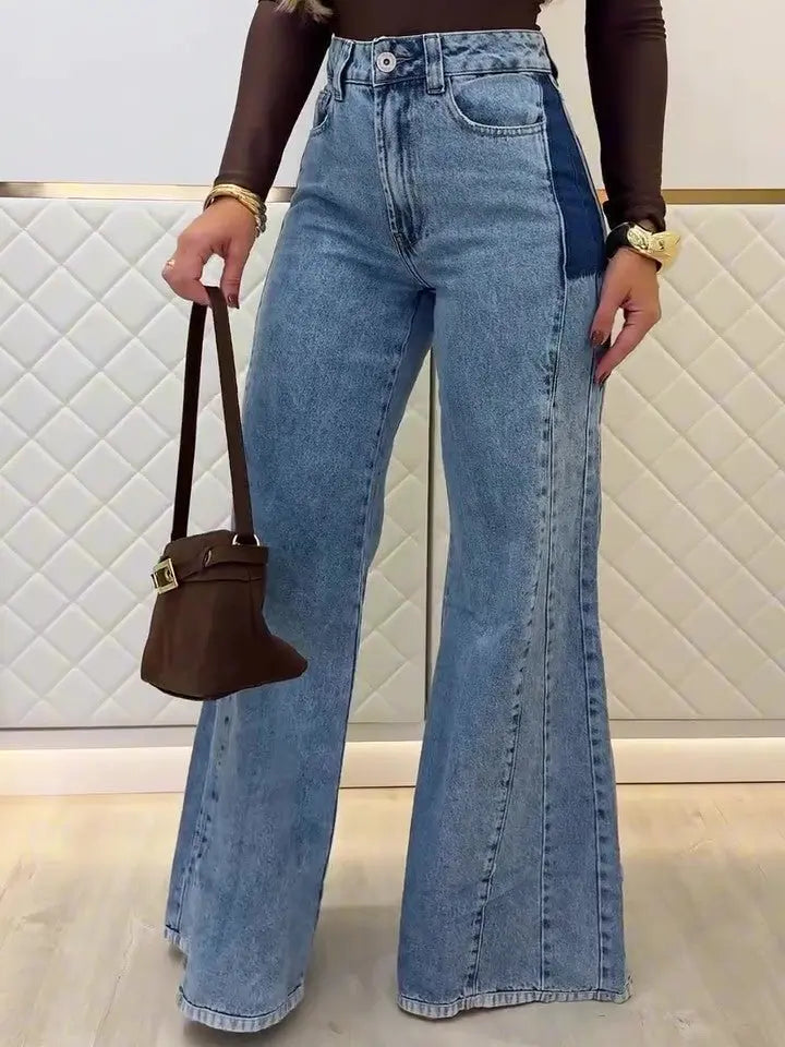 Trendy Light Blue High - Waisted Flared Jeans hercurva