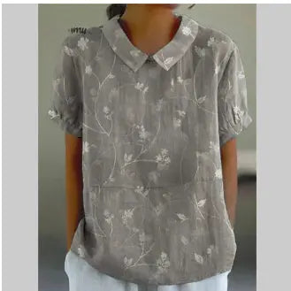 Women's Loose Printed Crew Neck Top hercurva