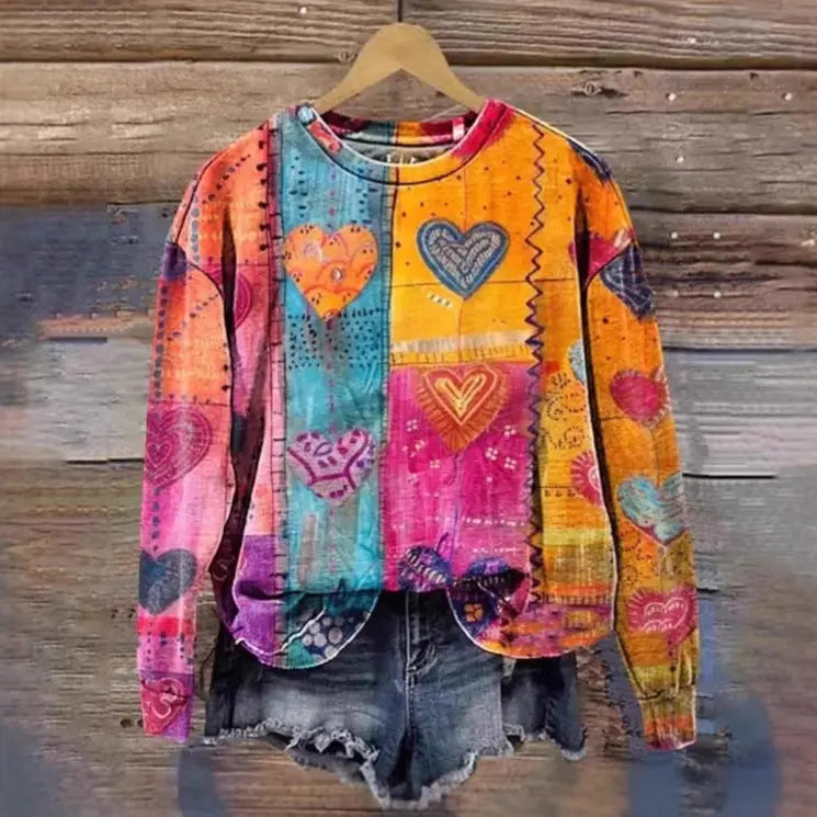 Women's Printed Drop-shoulder Sweater hercurva