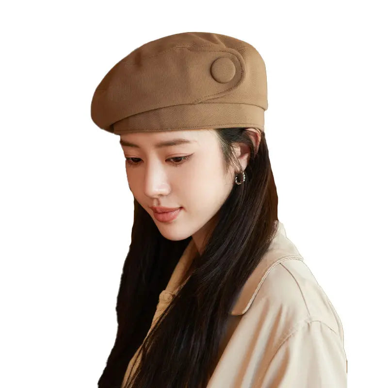 High-grade Buttons Make Your Face Look Smaller In Autumn And Winter Beret hercurva