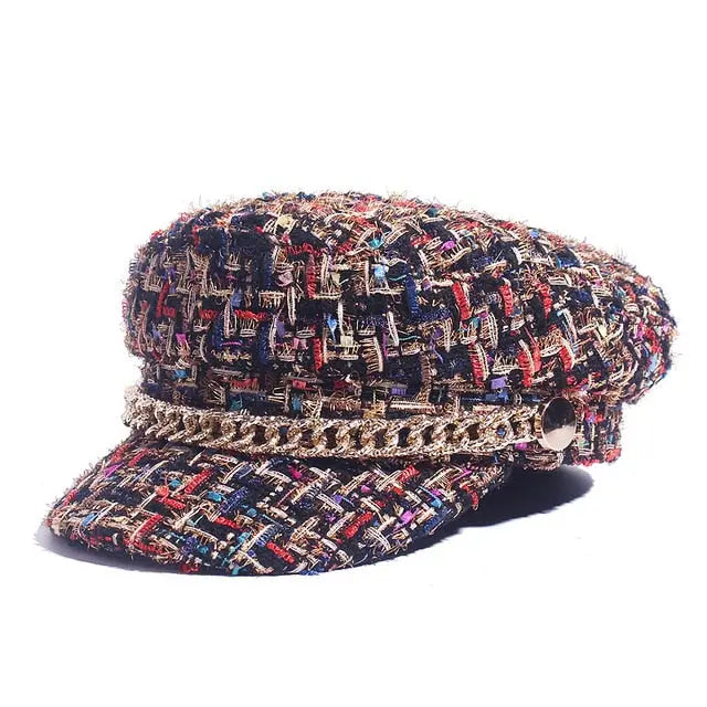 Ladies peaked cap octagonal cap fashion military cap hercurva