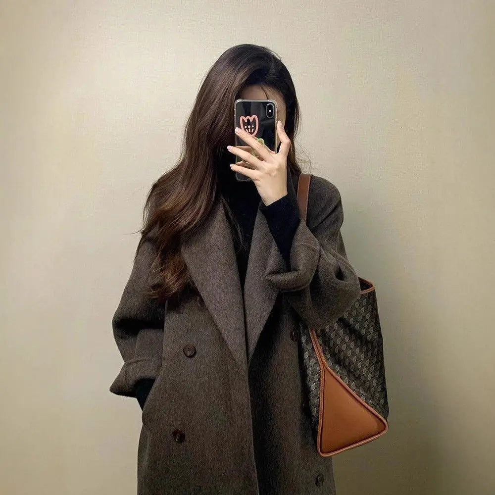 Women's Thickened Knee-length Mid-long Korean-style Wool Coat hercurva