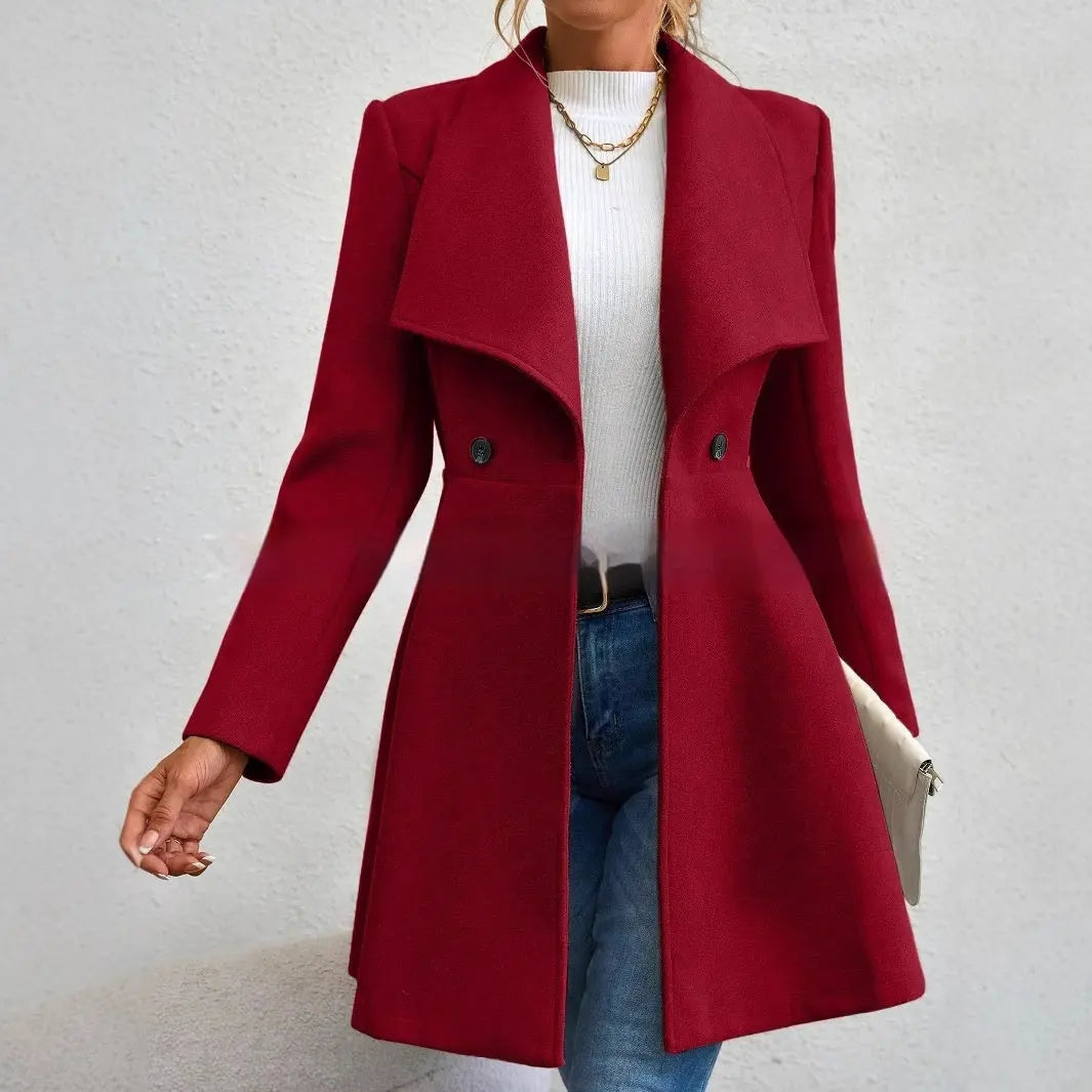 Women's Coat Slim Fit Long Fashion Lapel hercurva