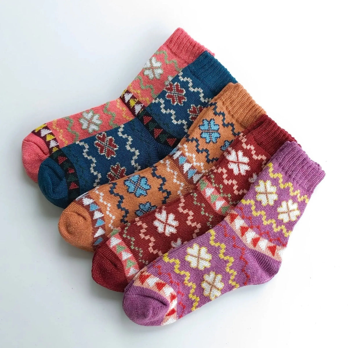 Winter Rhombus Wool Socks Thick Line Medium Tube hercurva