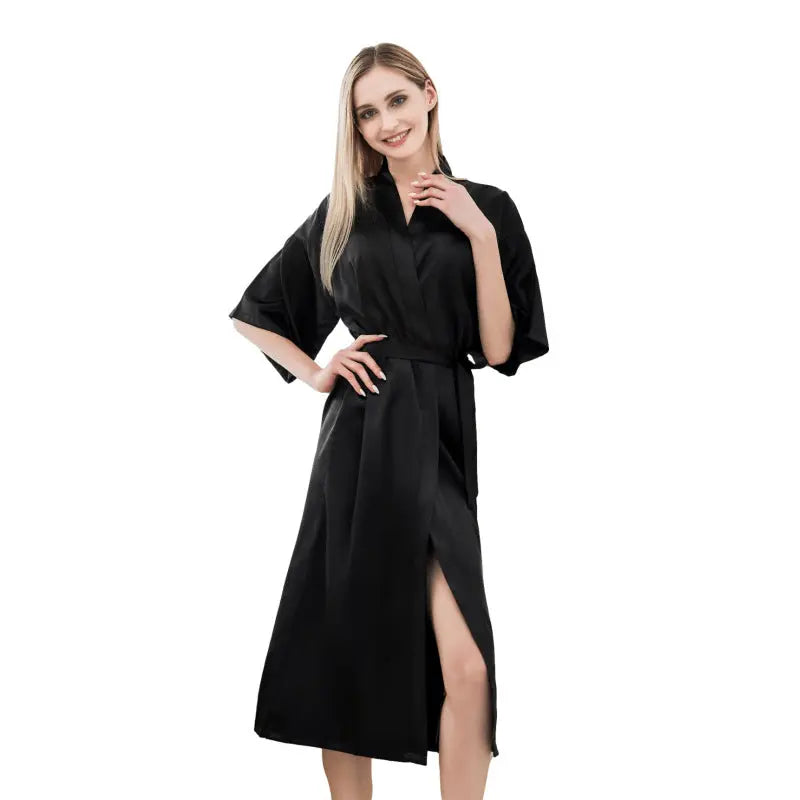 Satin Kimono Robes For Women Bride Long Robe Sleepwear hercurva