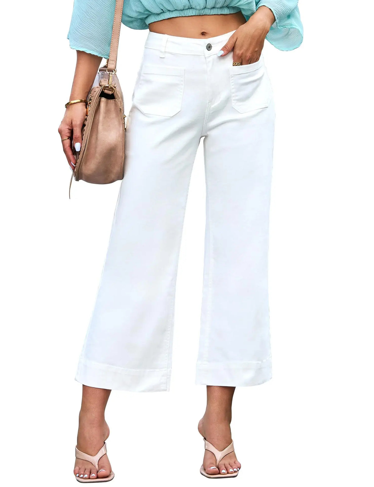 Slimming And Wide Leg Straight-leg Pants Washed Jeans Cropped Pants hercurva