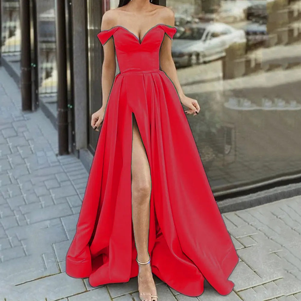Women's Clothing Multi-color Tube Top V-neck Backless Large Swing Split Sleeveless Dress hercurva