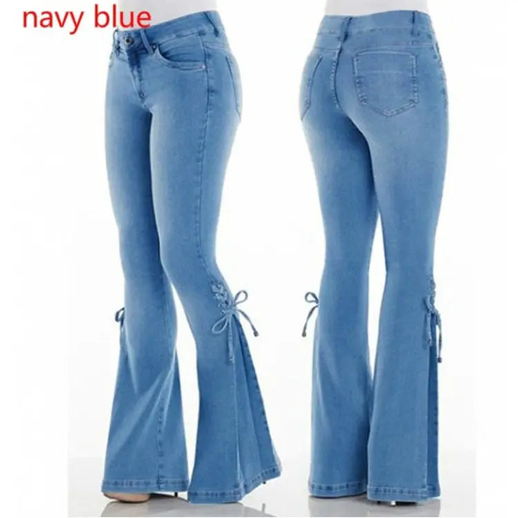 Ladies jeans mid-waisted denim trousers stretch jeans hercurva