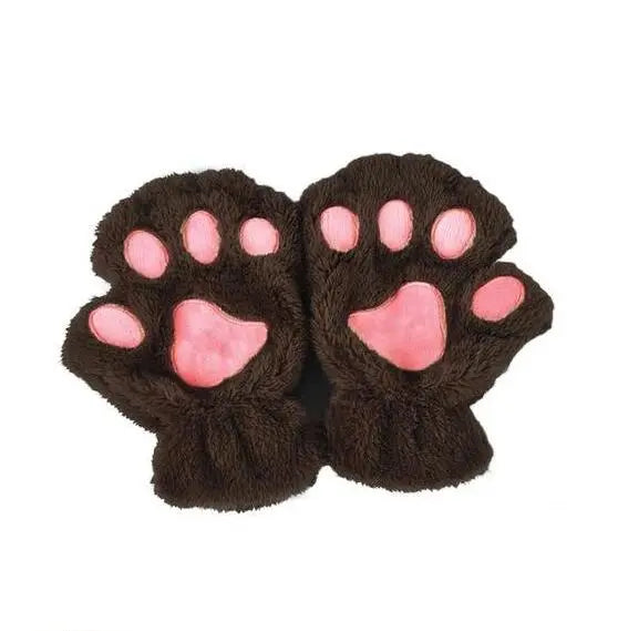 Winter Lovely Half Cover Paw Bear Cat Claw Gloves Short Finger hercurva