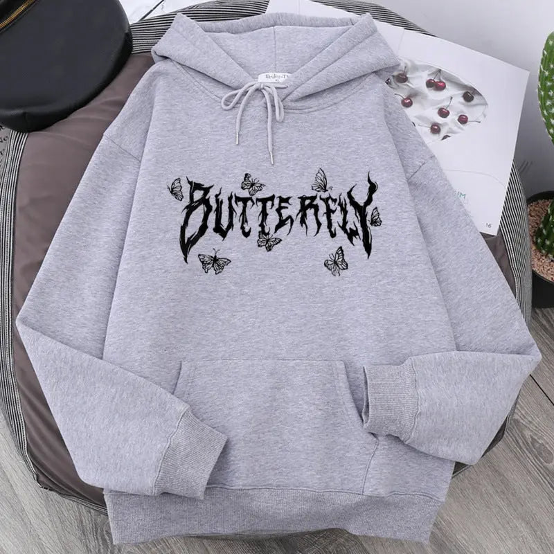 Gothic Letter Butterfly Loose Couple Sweatshirt hercurva
