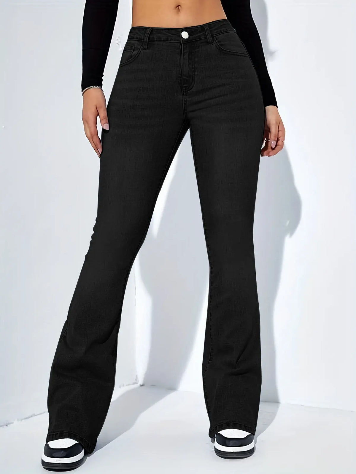Women's Slim-fit Jeans Pants With Flared Design Fashion Casual High Waist Stretch Trousers hercurva