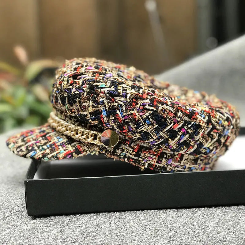 Ladies peaked cap octagonal cap fashion military cap hercurva