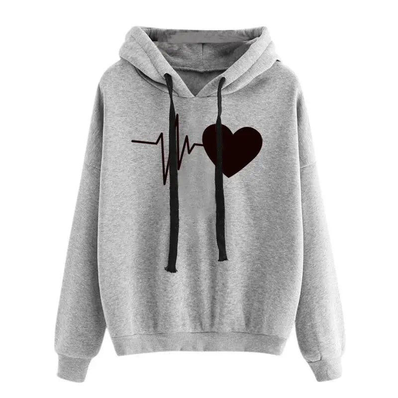 Heart Print Streetwear Hoodies Women Sweatshirt Spring Autumn Long Sleeve Hoodie Clothes hercurva