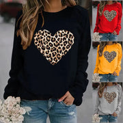 Leopard Love Printed Hoodless Plush Long Sleeve Sweater hercurva