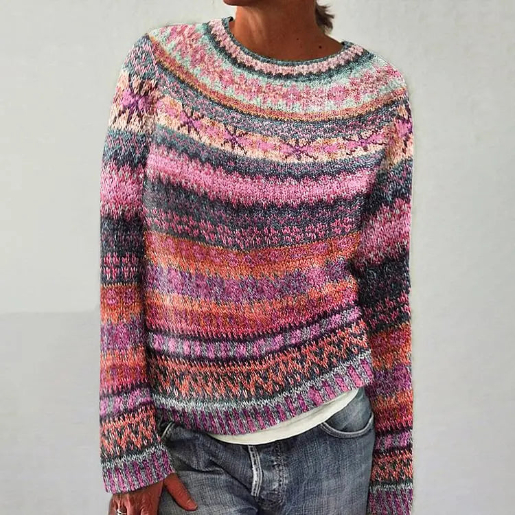 Women's Printed Wear Crew Neck Casual Sweater hercurva
