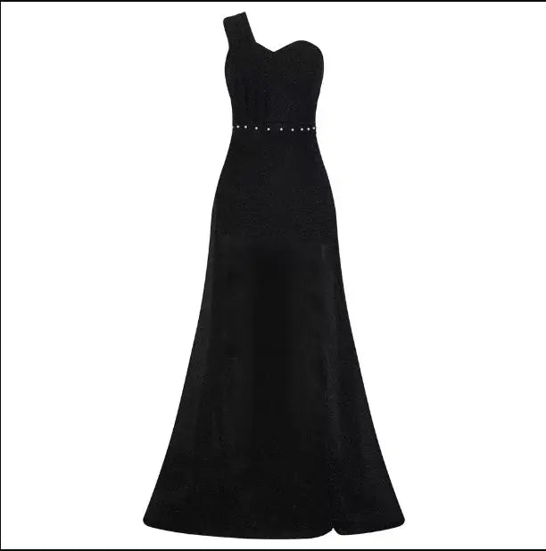 Women's Clothing One-shoulder Sleeveless Bronzing Split Dress hercurva