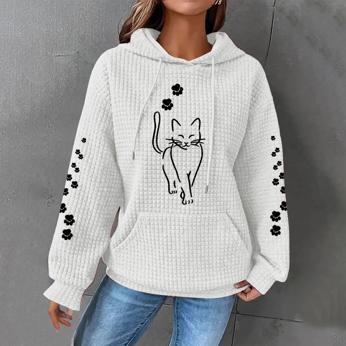 Printed Long Sleeve Loose Sweater hercurva