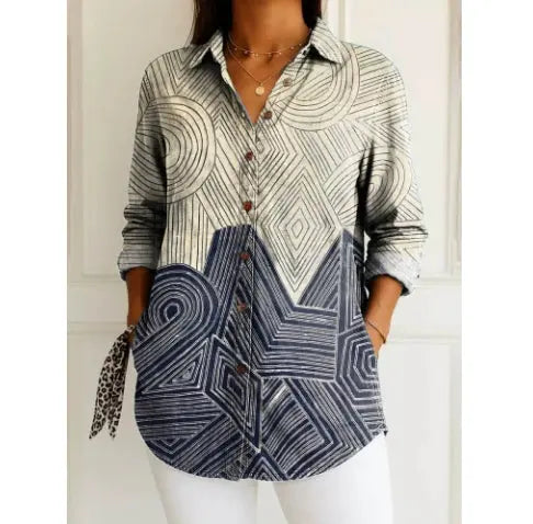 Womens Casual Long Floral-print Top hercurva