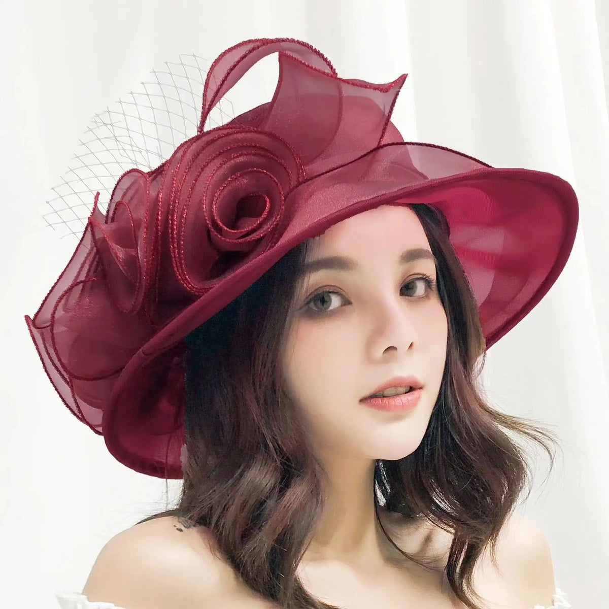Women's Sun Hat Mesh Bowler Hat Organza Summer Sun Hat hercurva