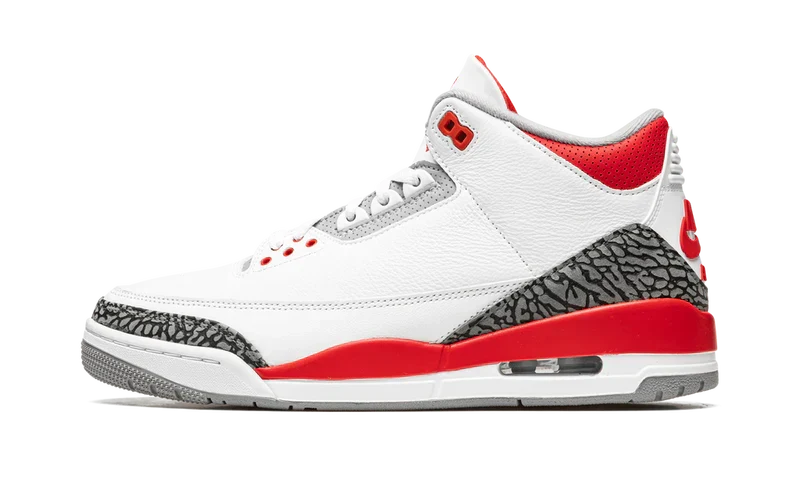 Nike Air Jordan 3 Fire Red White Gray Cowhide