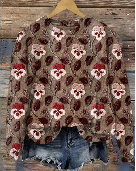 Printed European And American Style Plus Size Sweater hercurva