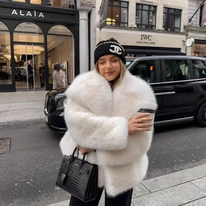 Faux Fur Coat Female Short Chic hercurva