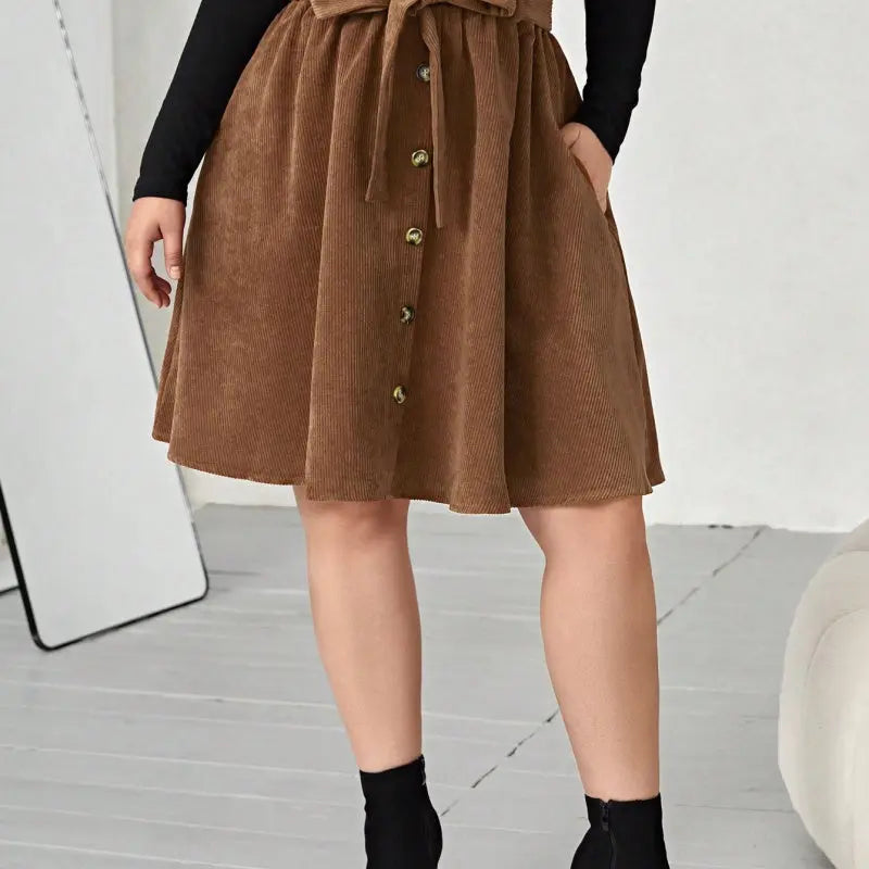 Women's Polyester Umbrella Skirt Retro Slimming High Waist Casual hercurva