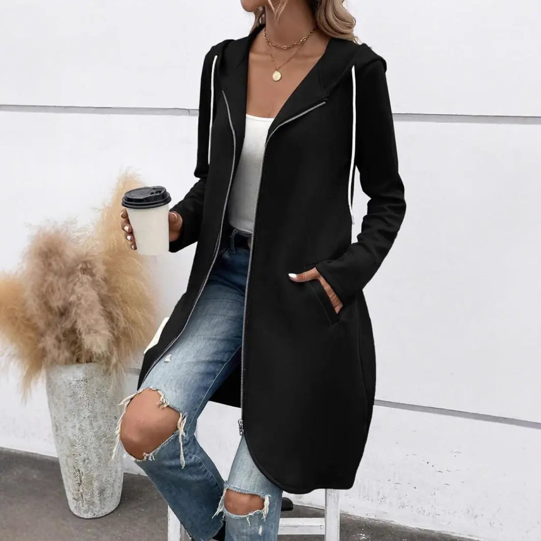 Personality Street Zip Hooded Long Velvet Lining Sweatshirt hercurva