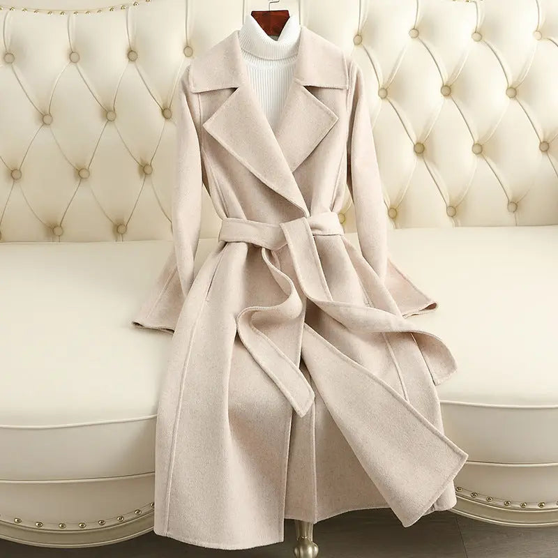 Cashmere Coat Slim Fit Thin Over The Knee Woolen Coat hercurva