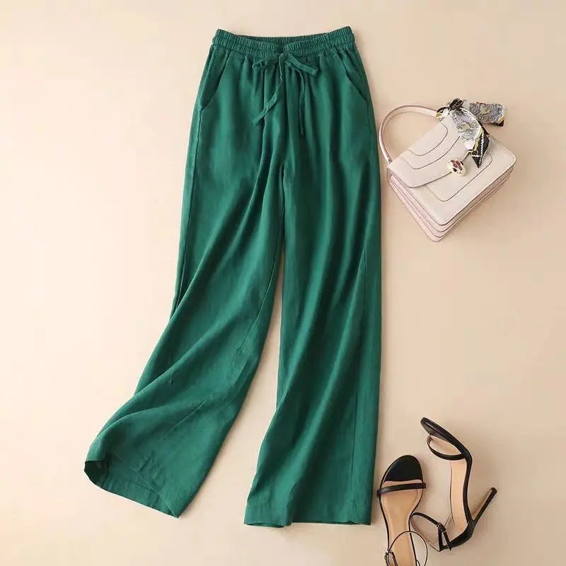 Literature And Art Cotton And Linen Large Casual Wide Leg Pants Women hercurva