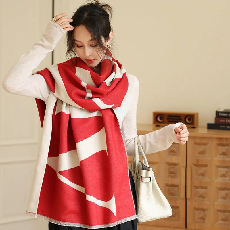 Female Versatile Fashion Thickened Warm Cashmere Scarf hercurva