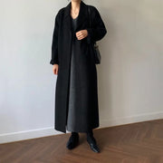 Loose Temperament Minimalist Lace-up Thick Wool Commuter's All-matching Coat hercurva