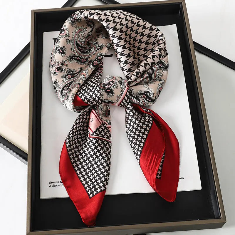 Artificial Silk Striped High-grade Korean Style Stylish Beach Arm Bag Silk Scarf hercurva