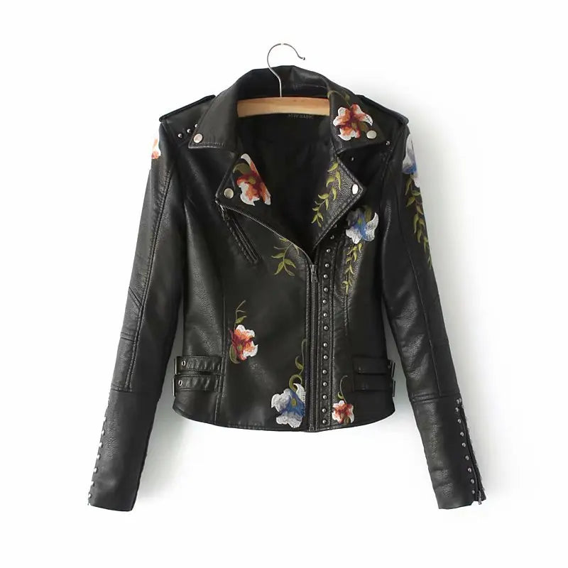 Embroidered studded leather jacket hercurva