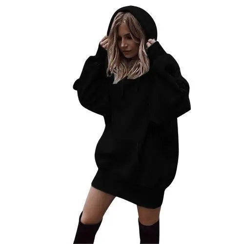 Women's hooded loose long sleeve thick sweater hercurva