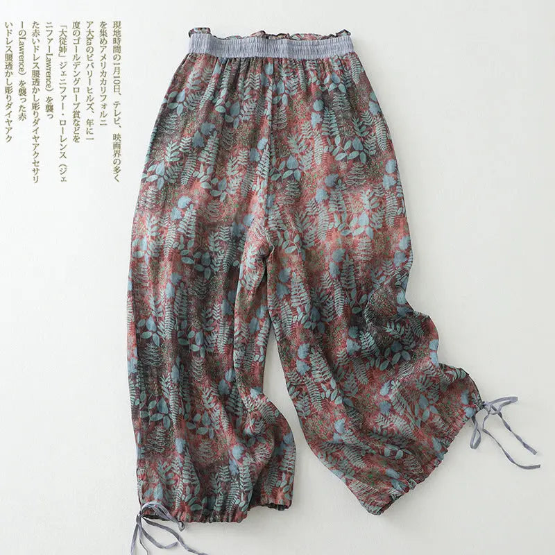 Cotton And Linen Art Retro Women's Casual Pants Loose Print hercurva