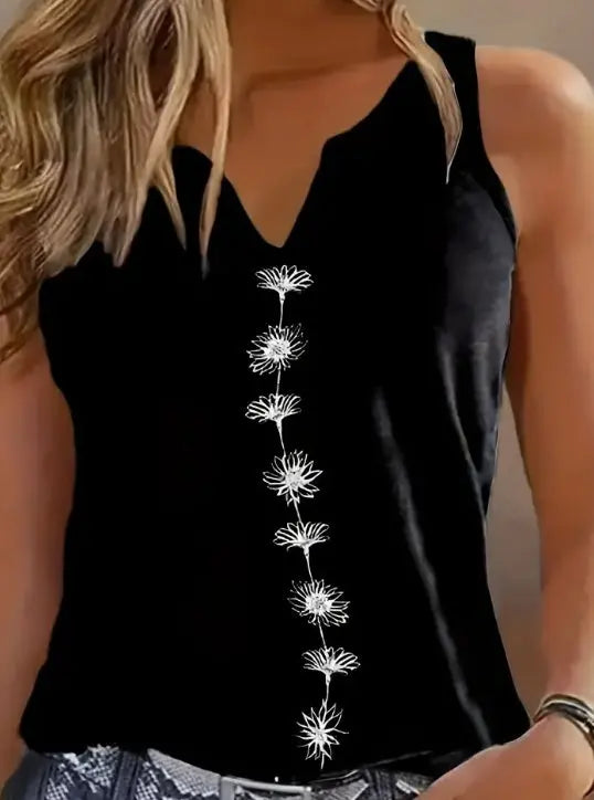 Floral Print Tank Top, Casual Notch Neck Summer Sleeveless Top, Women's Clothing hercurva