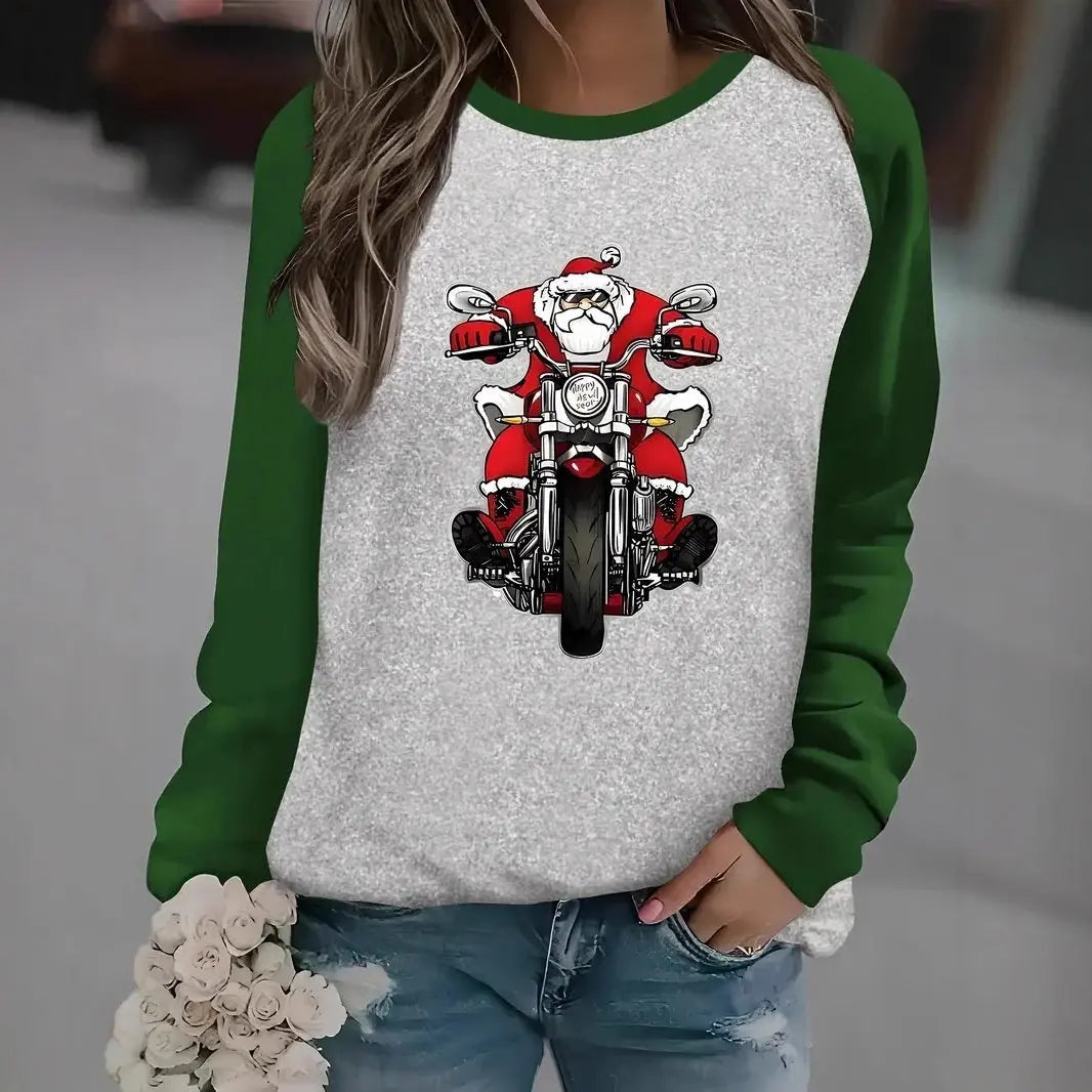 Christmas European And American Women Printed Crew Neck Sweatshirt hercurva