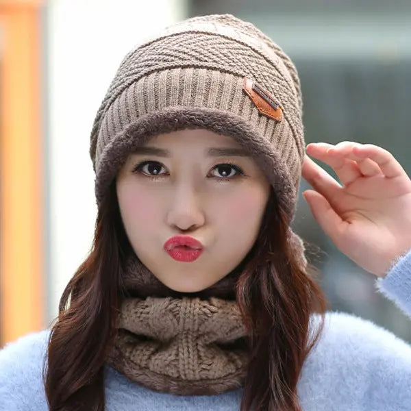 Knit Hat Female Winter ThickeningCap Warm Earmuffscap Head Outdoor Cycling Korean Version Of The Tide Collar Wool Hat hercurva