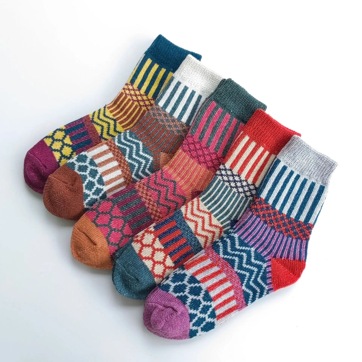 Winter Rhombus Wool Socks Thick Line Medium Tube hercurva