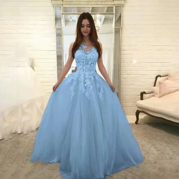 Women Wedding Dress Sleevless Flowers Lace Dress hercurva