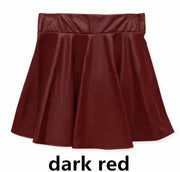 High waist Faux Leather Skirt sun skirt pleated skirt hercurva