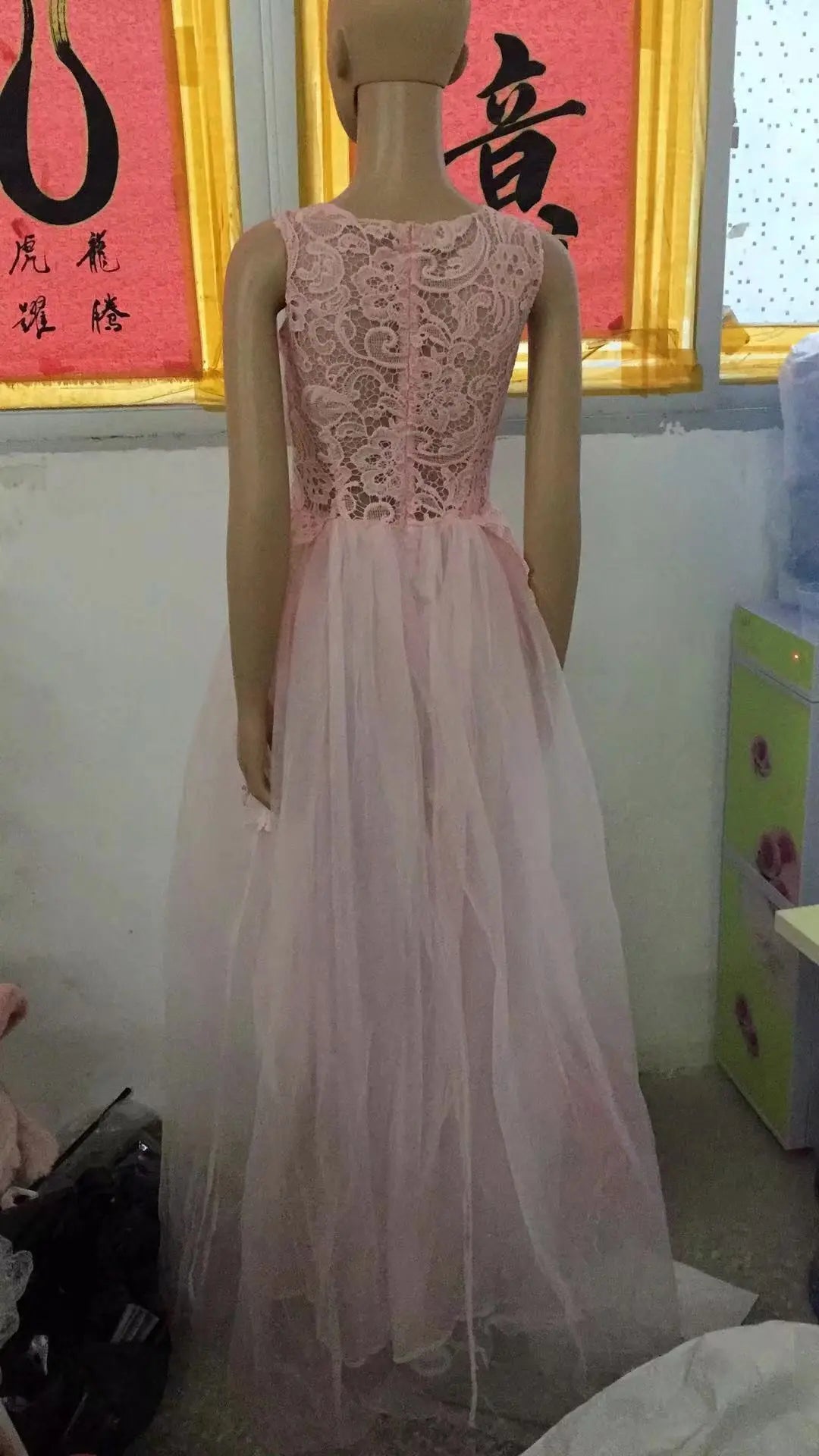 Women Wedding Dress Sleevless Flowers Lace Dress hercurva