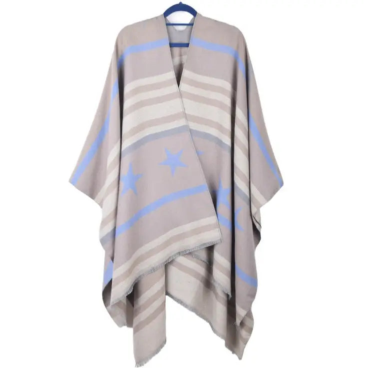 Cashmere Cape Split Shawl Air Conditioning Blanket hercurva