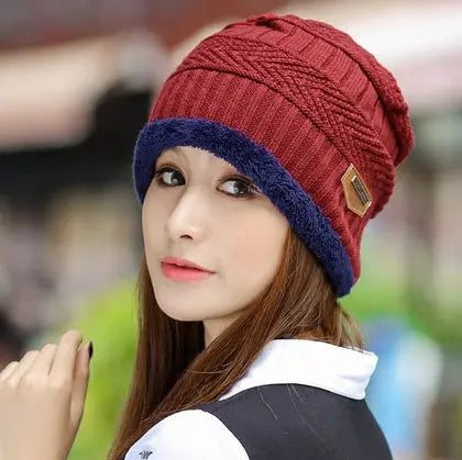 Knit Hat Female Winter ThickeningCap Warm Earmuffscap Head Outdoor Cycling Korean Version Of The Tide Collar Wool Hat hercurva