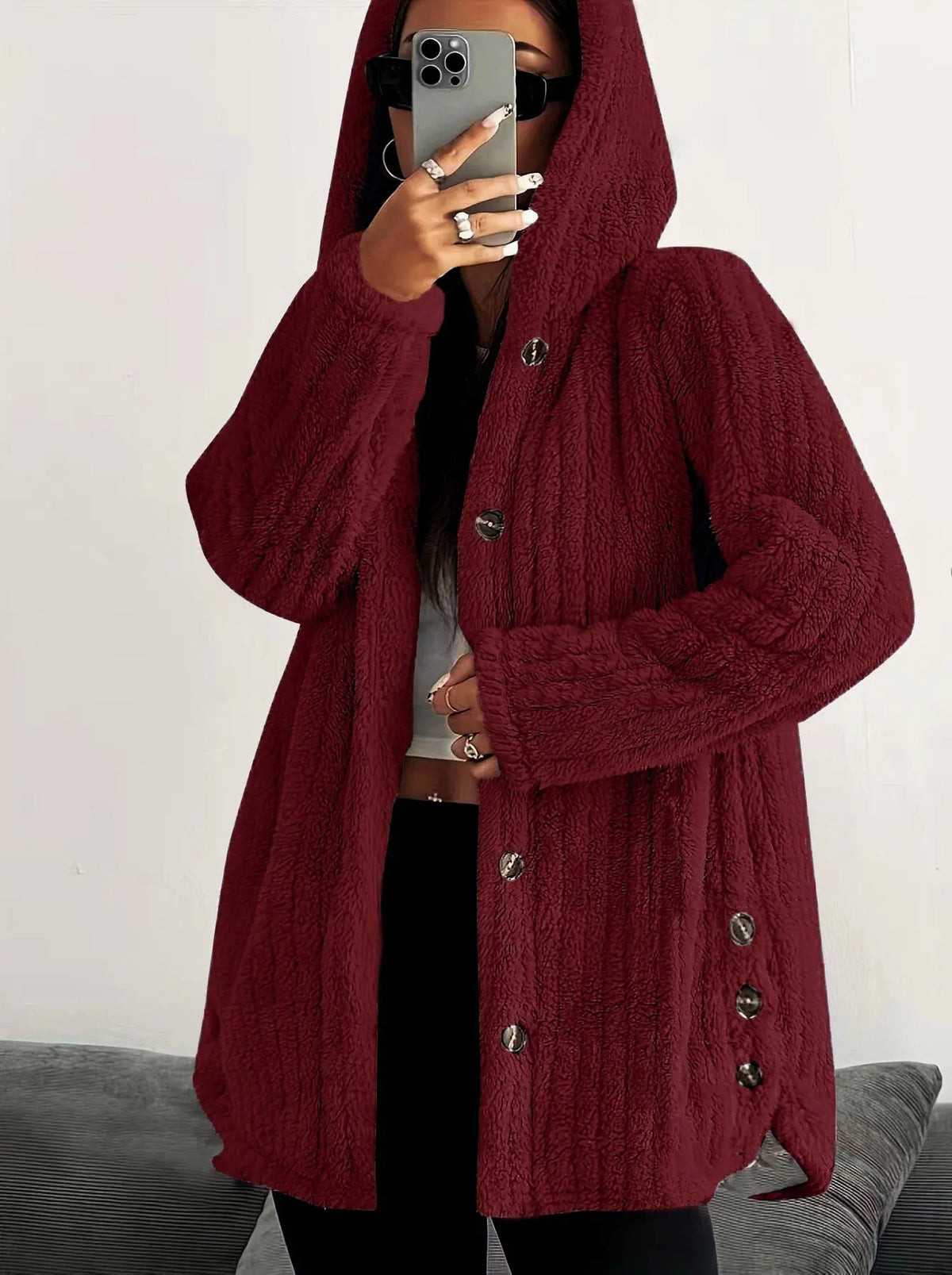 Hooded Loose Plush Coat Women's Regular Sleeve hercurva